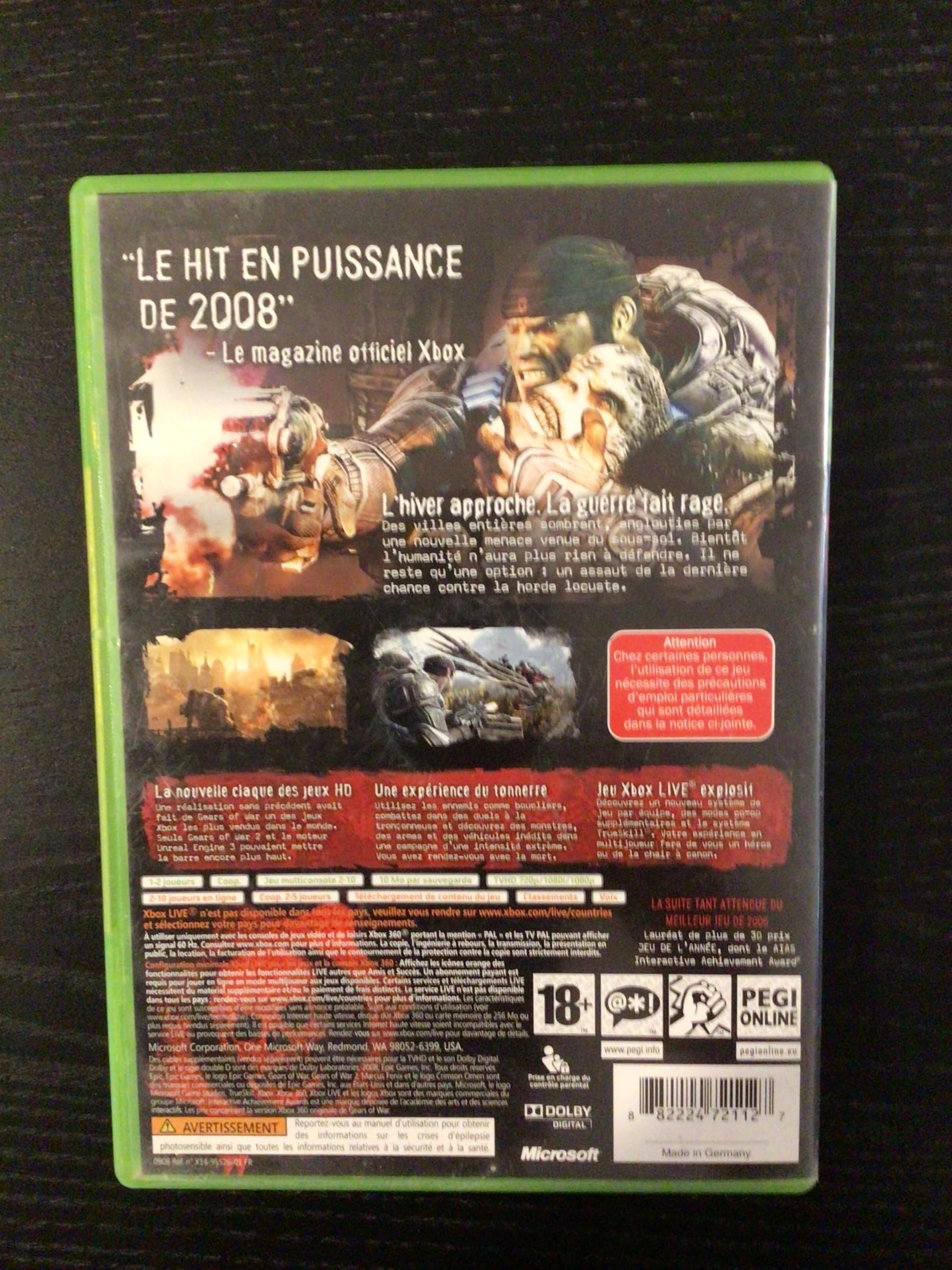 Gears Of War 2 - Xbox 360 & One - Très Bon état - Complet Avec Notice
