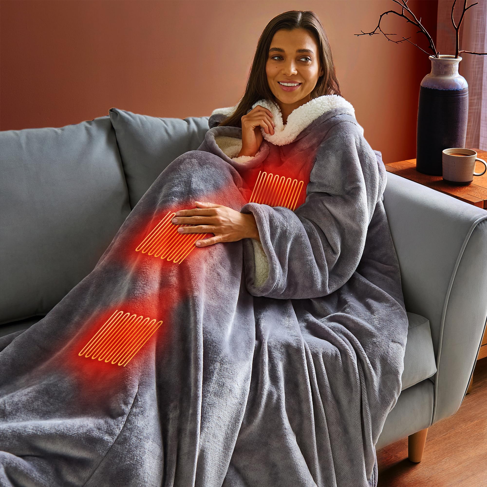 Silentnight Luxury Snugsie USB Heated Wearable Blanket - Supersized with Built-In Sleeves ...