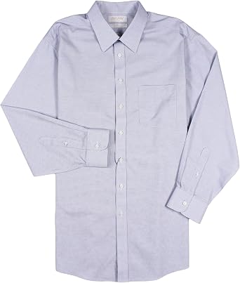 Gold Label Mens Wrinkle-Free Fitted Dress Shirt, Long Sleeve Button-Down Shirt with Point Collar and Pocket