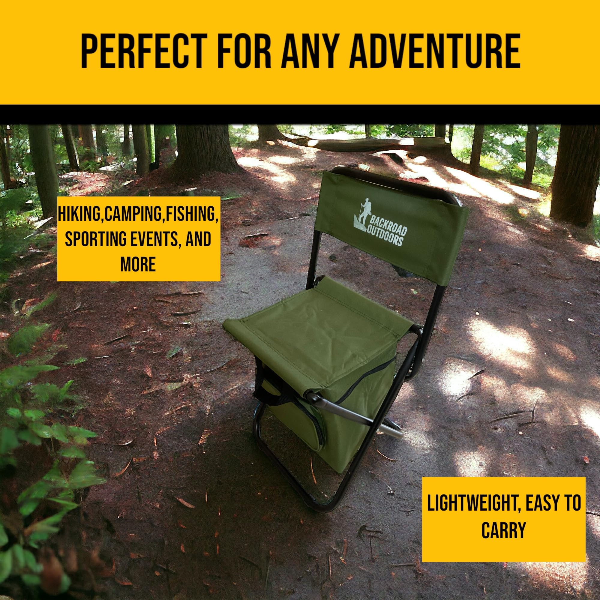 Compact Folding Camping Chair With Builtin Cooler On Transparent - View #12