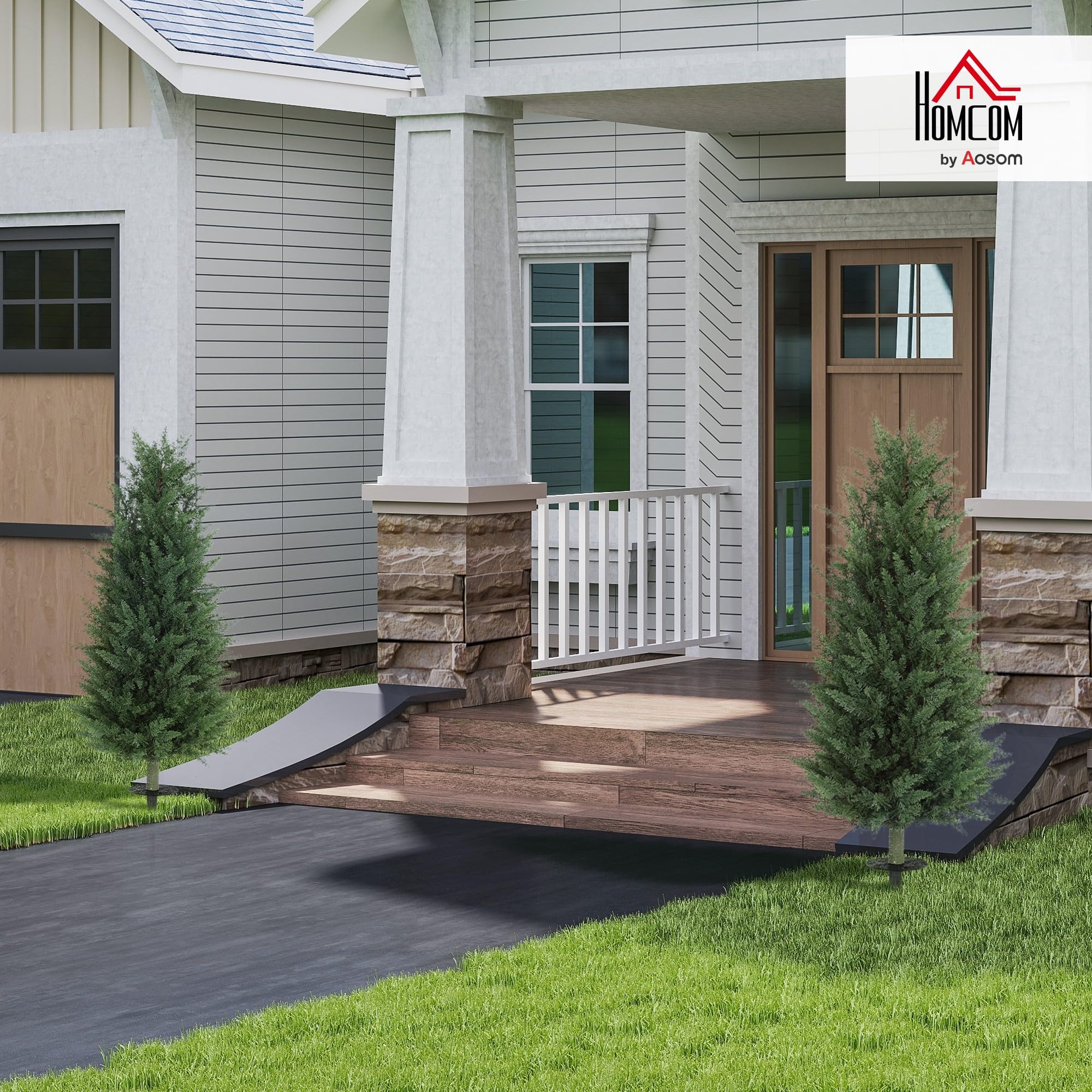 HOMCOM Künstliche Zypresse 90cm Spiralform - UV-beständige Kunstpflanze Im Topf Für Innen & Außen