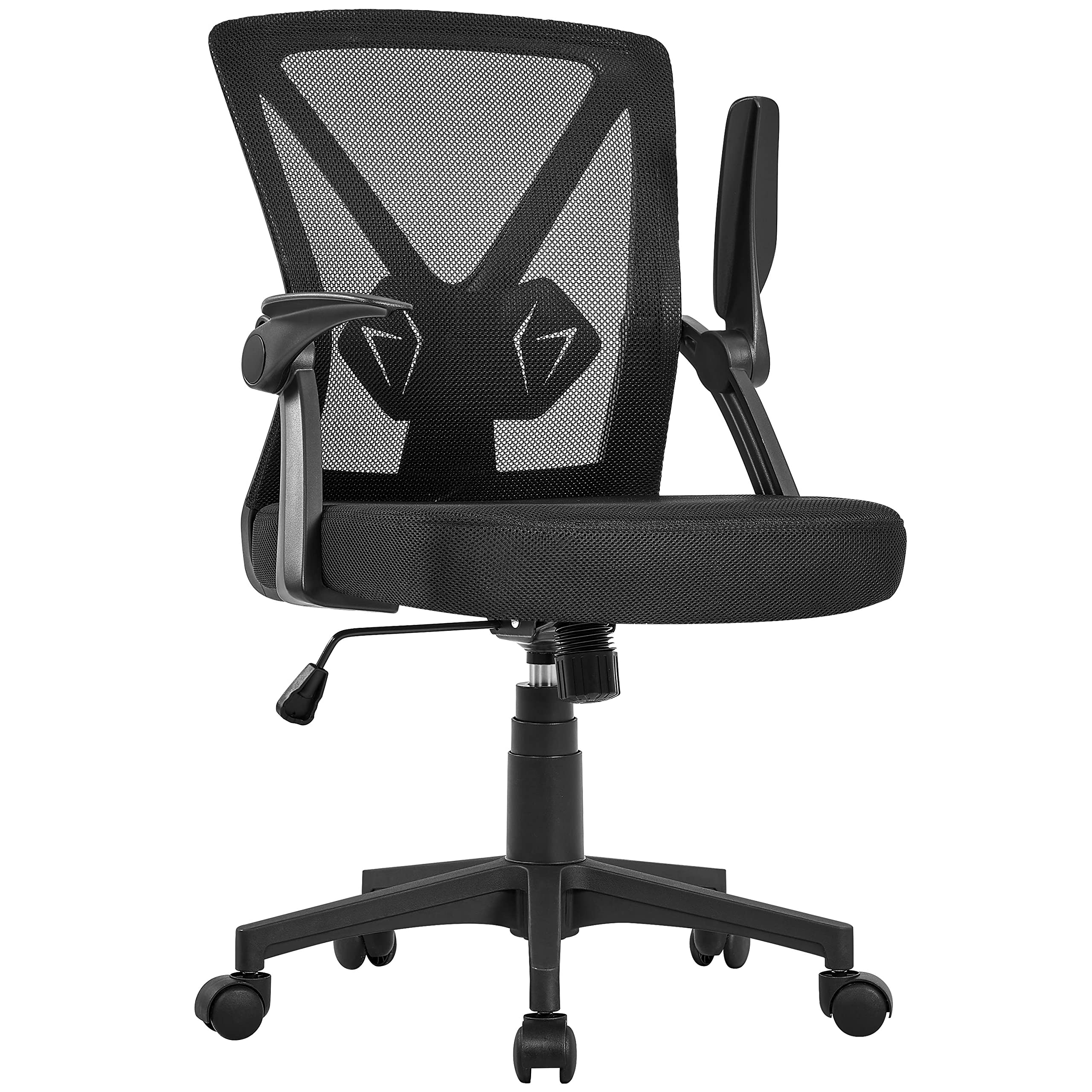 costoffs Office Chair Ergonomic Desk Chair with Adjustable Lumbar Support Flip up Armrest Height Adjustment for Home Office, Black