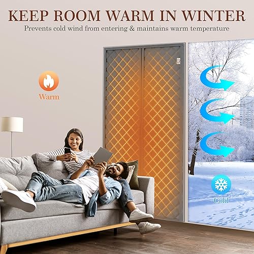 Miniatura 3 de Yotache Cortina magnética con aislamiento térmico para puerta de 48 x 80 pulgadas, tamaño de la cortina de puerta de 50 x 82 pulgadas, material