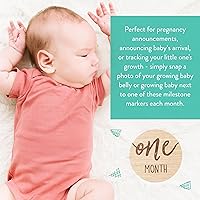 Vista 6 de Kate & Milo Discos marcadores mensuales de hitos para bebés, accesorios de fotos reversibles, tarjetas de crecimiento del bebé y embarazo, 1 a 12