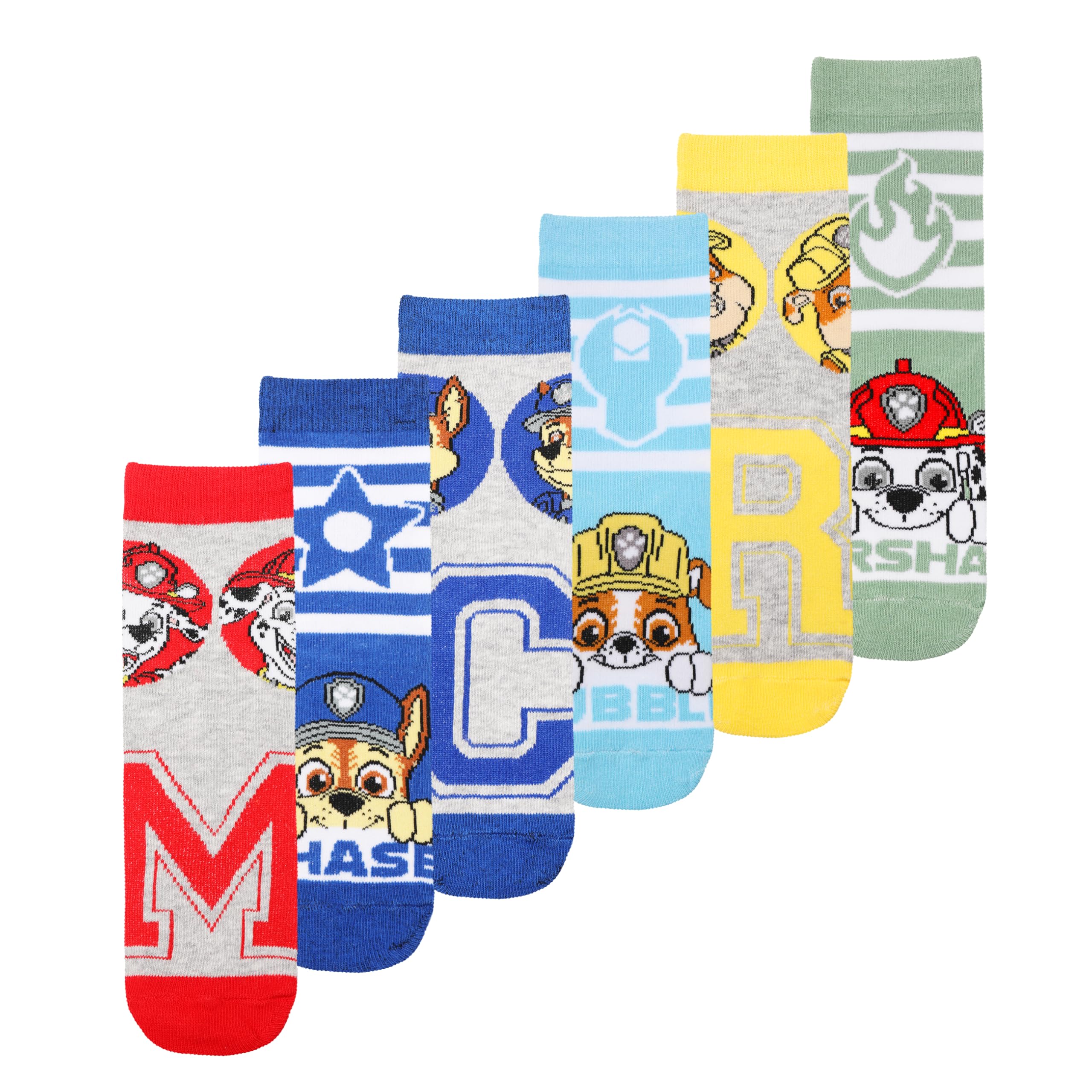 Paw Patrol Boys Blue Pack Of 6 Socks Stockings Many Different Patterns And Designs, 27-30