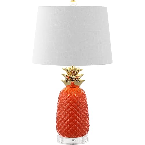 JONATHAN Y JYL4019E Pineapple 23″ Classic Vintage Ceramic LED Table Lamp Modern Contemporary Bedside Desk Nightstand Lamp for Bedroom Living Room Office LED Bulb Included, Orange/Gold