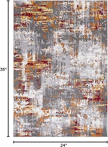 Miniatura 8 de Dreama - Alfombra moderna color naranja quemado y gris, 7 pies 10 pulgadas x 10 pies 3 pulgadas