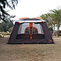 Vista 4 de KTT Extra Large Tent 12 Person,Family Cabin Tents,2 Bay-Windows,2 Rooms and 3 Doors 3 Windows with Mesh,Waterproof,Straight Wall,Double Layer,Big