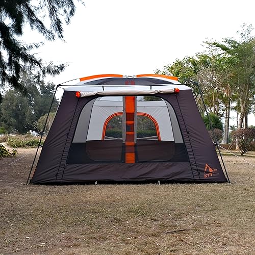 Miniatura 4 de KTT Extra Large Tent 12 Person,Family Cabin Tents,2 Bay-Windows,2 Rooms and 3 Doors 3 Windows with Mesh,Waterproof,Straight Wall,Double Layer,Big