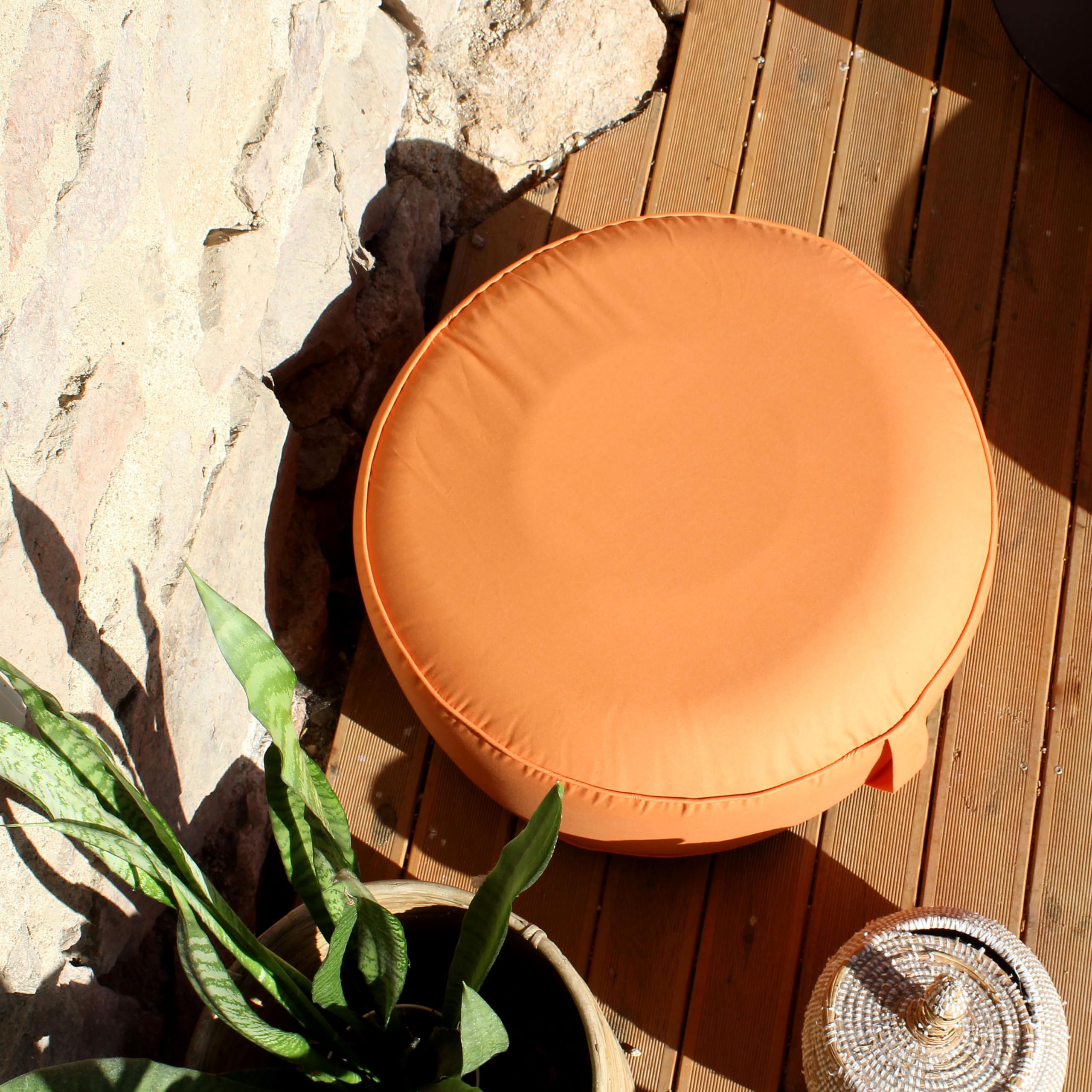 Pouf da esterno rotondo gonfiabile arancione 55 x 55 cm Borneo