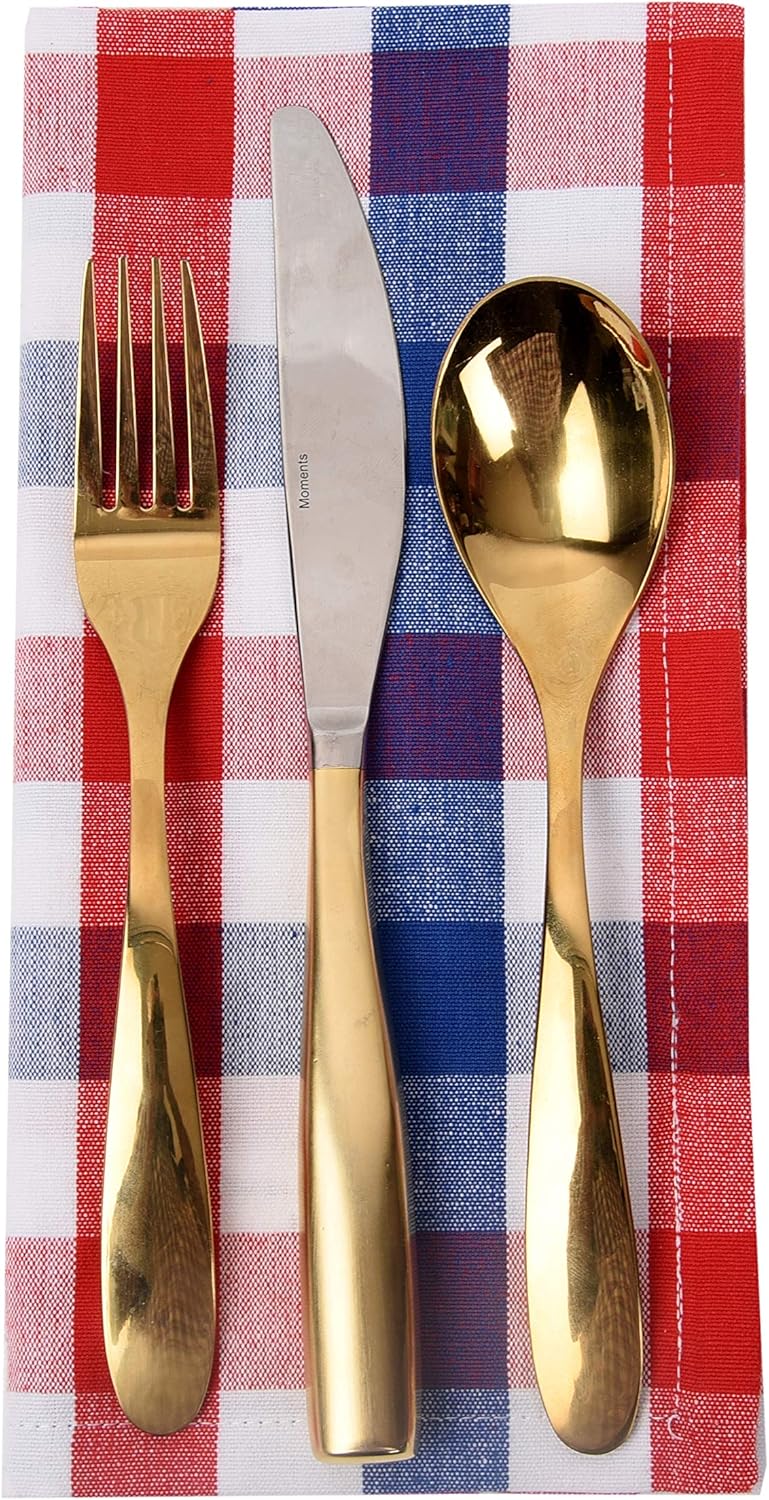 Urban Villa Dinner Napkins, Everyday Use, Premium Quality,100% Cotton, Set of 12, Size 20X20 Inch, Red/Blue/White Over sized Cloth Napkins with Mitered Corners, Ultra Soft, Durable Hotel Quality : Home & Kitchen