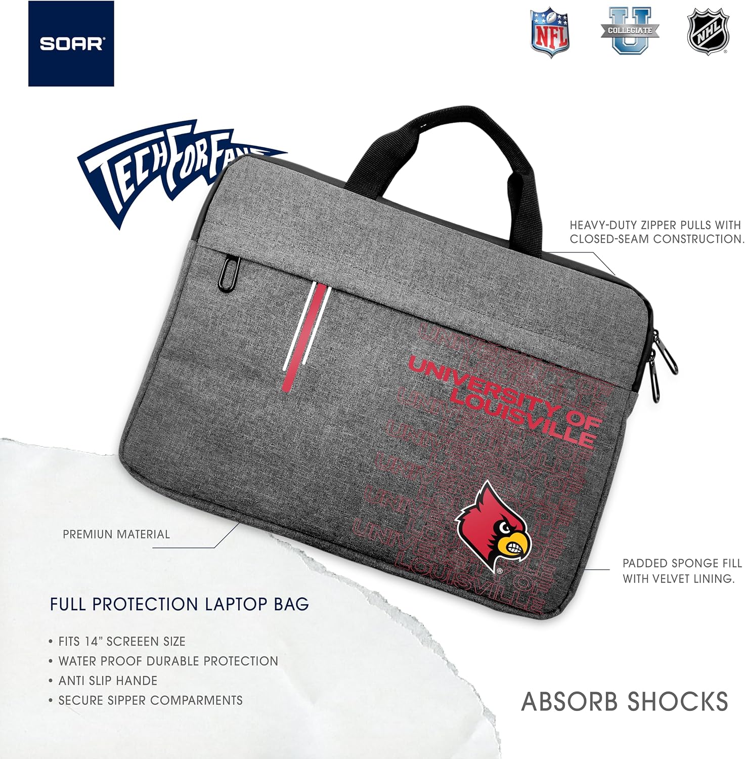 SOAR NCAA Unisex 13 Inch Laptop Sleeve