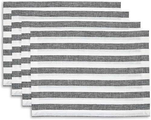 Miniatura 18 de Solino Home Sorrento - Juego de 4 manteles individuales de tela, 100 % lino puro, 14 x 19 pulgadas, hechos a mano y lavables a máquina Verde cazador