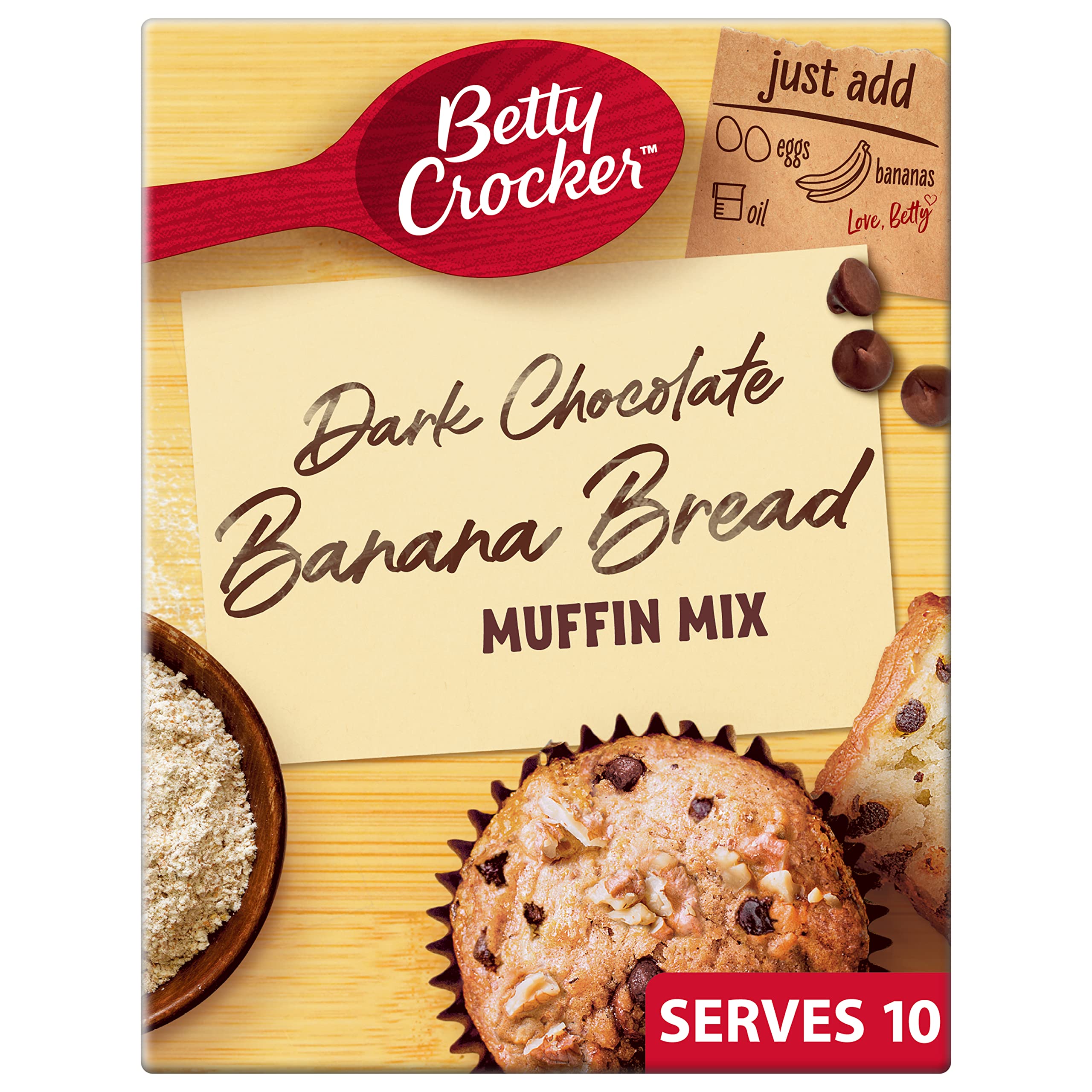 Betty Crocker Muffin al cioccolato fondente banana pane mix 320g x 6