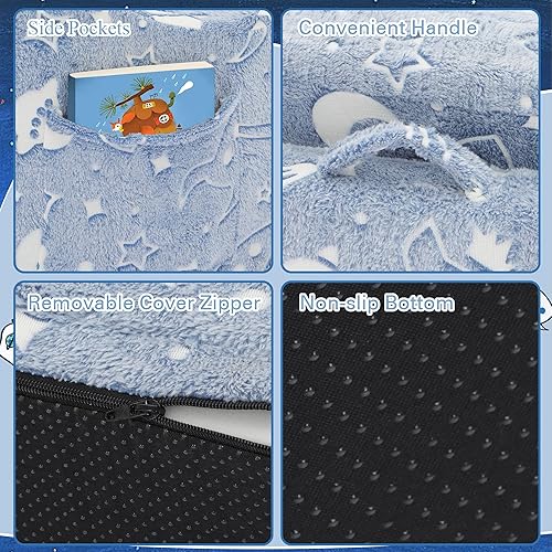 Miniatura 6 de MISHAO Sofá infantil plegable extra ancho para 2 asientos, sofá convertible para bebé, sofá extraíble, cama plegable para niños pequeños, funda