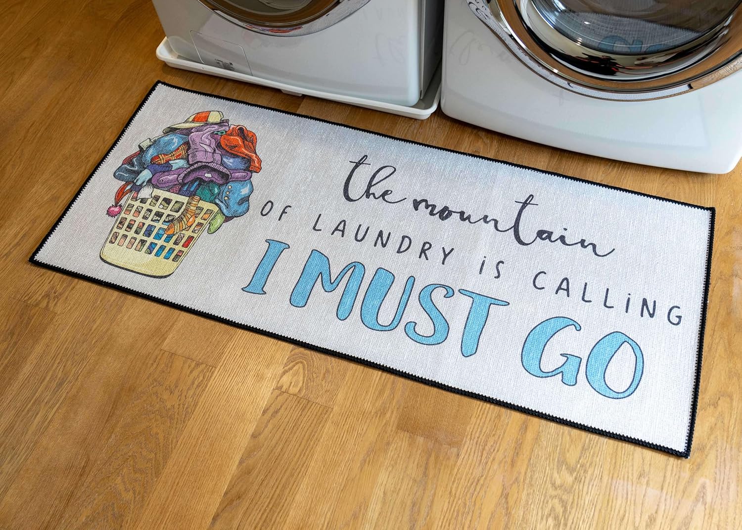 Benissimo-Multy Mats, 24” x 62” Ultra-Thin (1/10 Inch) Kitchen Mat Rubber Backing, Waterproof, Low Profile, Durable & Non Slip, Indoor Floor Mat for Entry, Patio, Busy Areas, Gray Floral Line Doodle