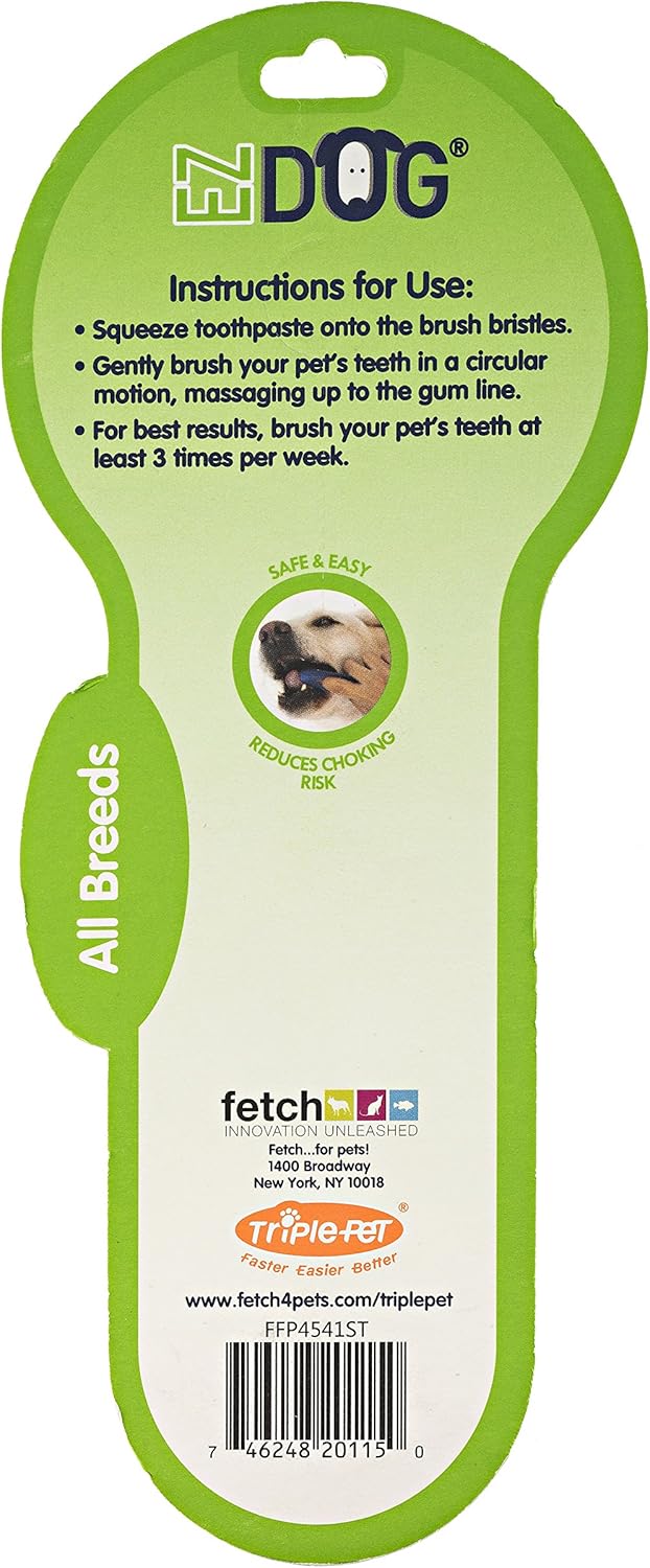 EZ Dog Three Sided Toothbrush for Dogs | Dental Care for Dogs for Fresh Breath | Dog Toothbrush for Large Dogs and Large Breeds Teeth Cleaning Dog Oral Care : Dog Toothbrush : Pet Supplies