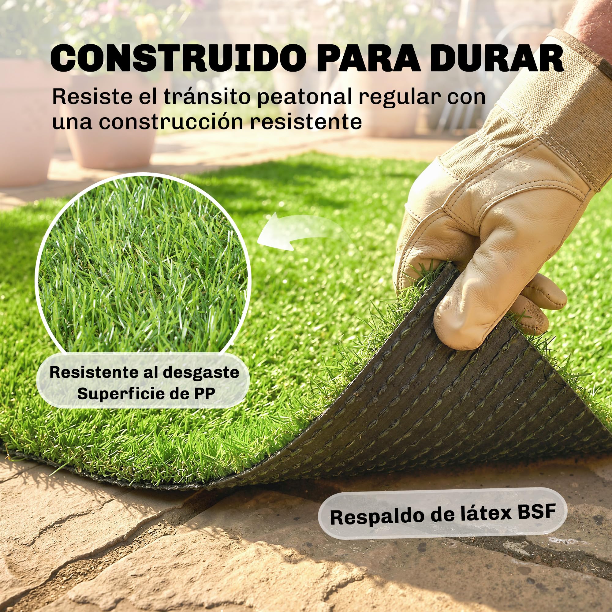 Outsunny Césped Artificial 1m x 4m, Alfombra Césped Artificial con Altura de Hierba 10 mm, Drenaje Automático, para Jardín, Terraza, Patio, Balcón, Interior y Exterior, Verde