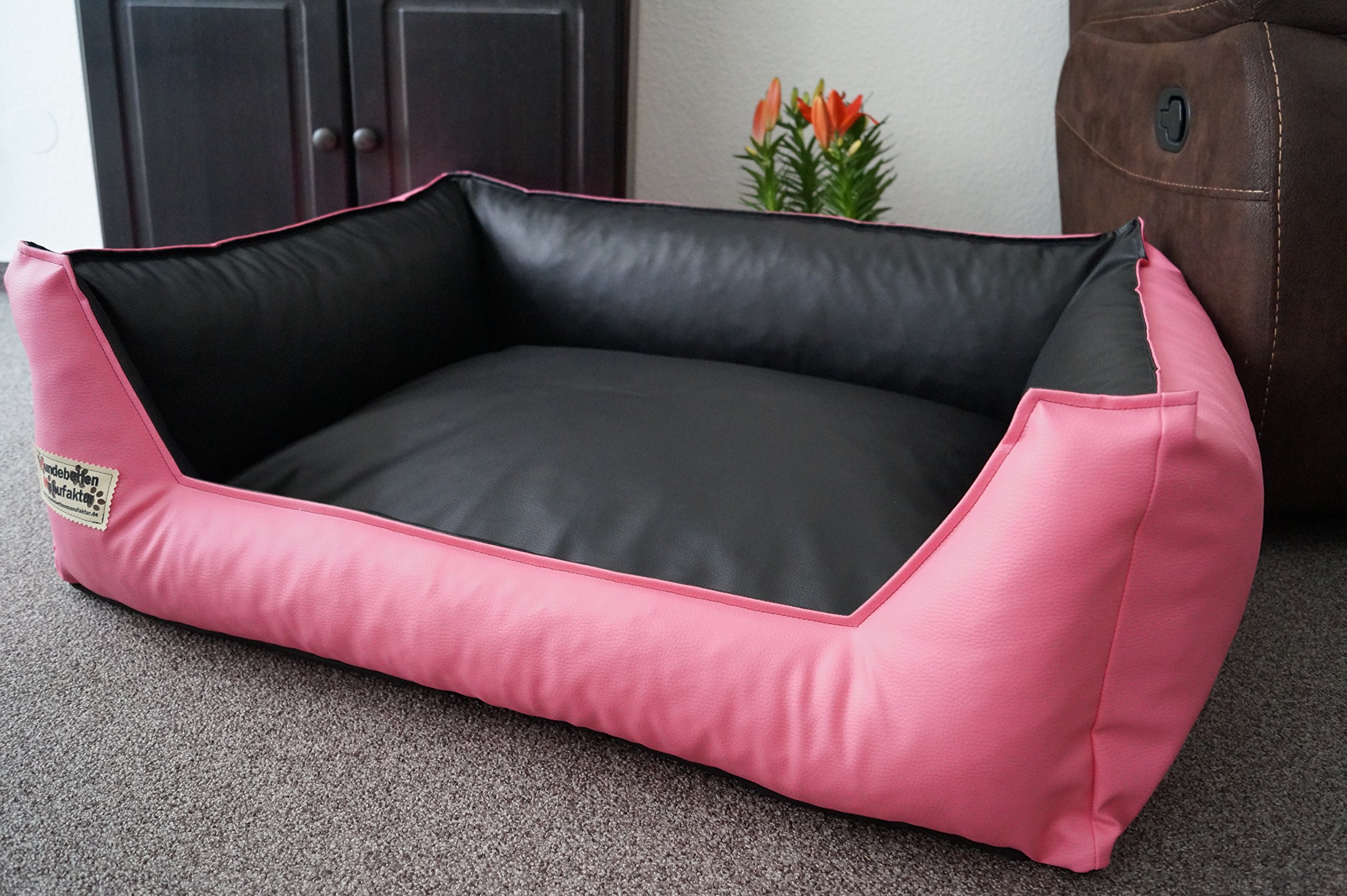 Hundebettenmanufaktur 120 cm X 100 cm dog bed Acceso artificial leather pink black โ image 1