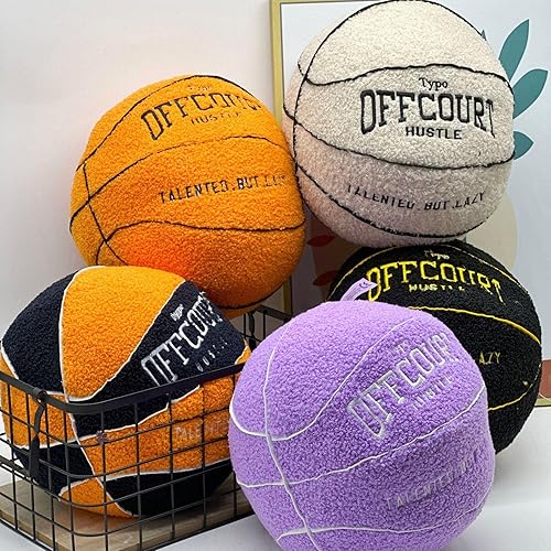 Miniatura 7 de Almohada de baloncesto Offcourt de 2023, almohada con forma de baloncesto de 11 pulgadas, almohada bordada de forro polar para baloncesto, almohada