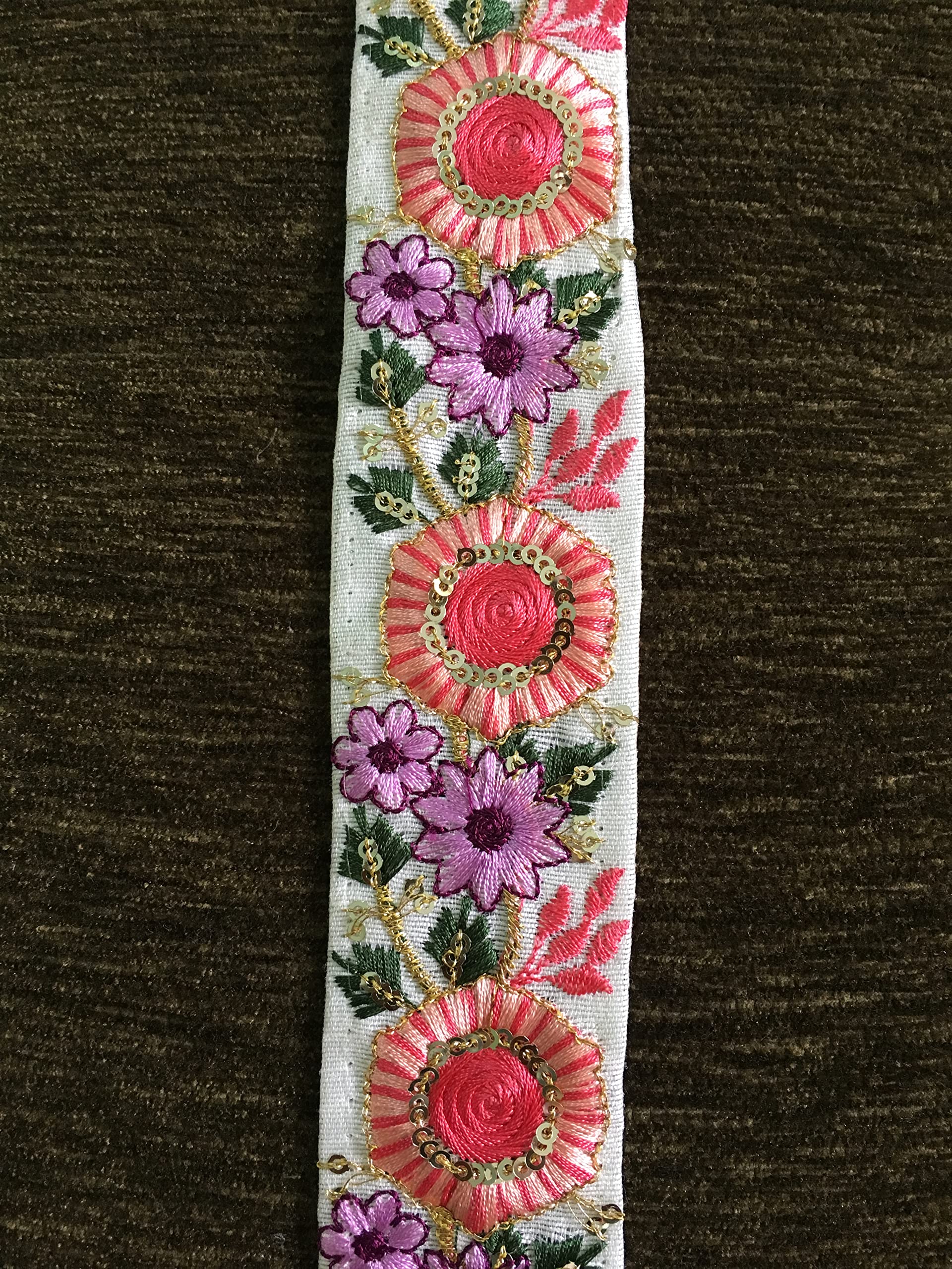 DaSync Multicolor Floral Embroidered Laces and Borders for Dress/Wedding/Bridal DIY Sewing Decoration Crafts Transform Your Sarees, Blouses, Dupattas, and More (9 Meters)