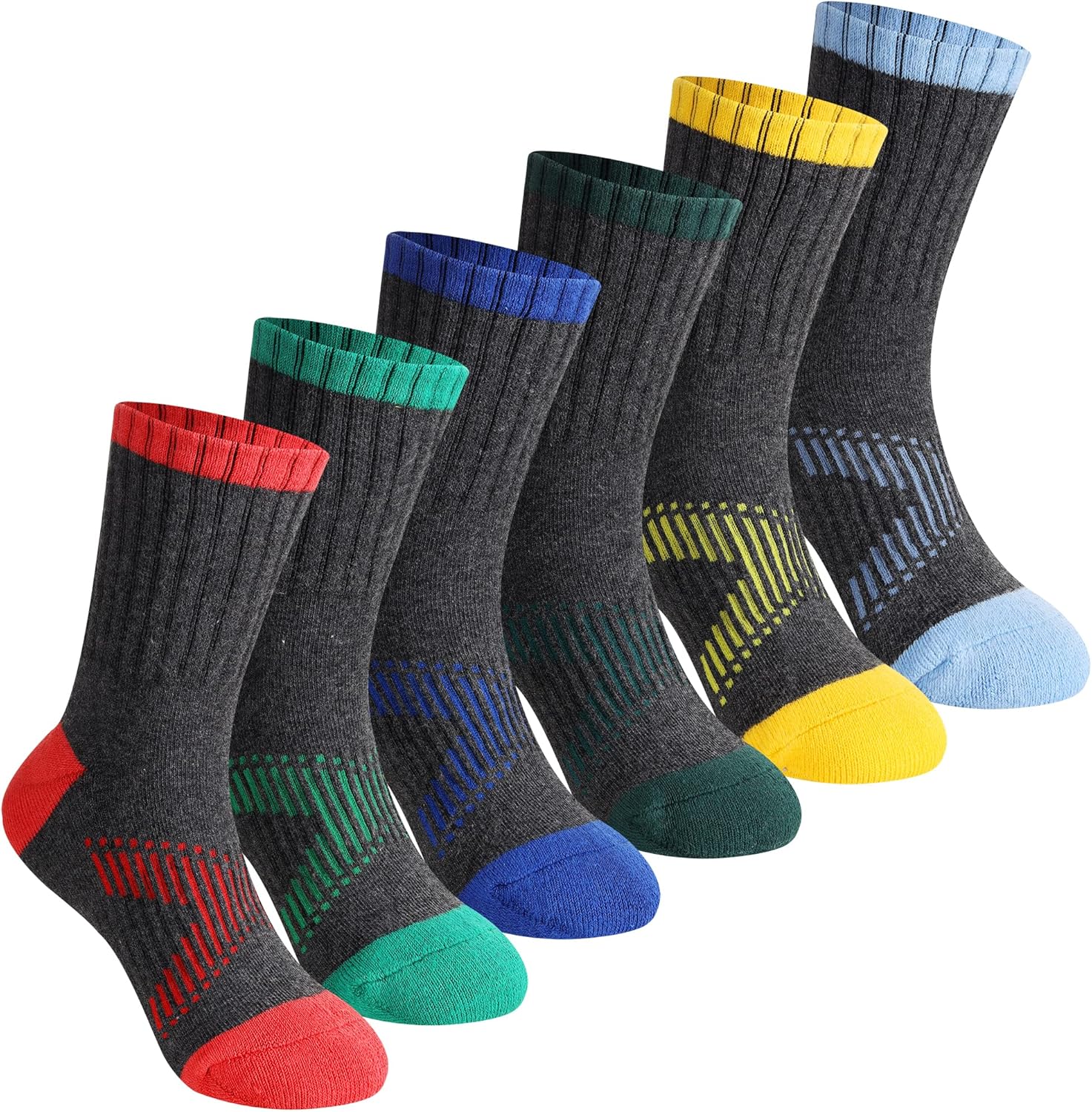 SeeyAN Kids Socks Boys Crew Athletic Half Cushioned Cotton Sport Running Breathable Socks 6 Pairs