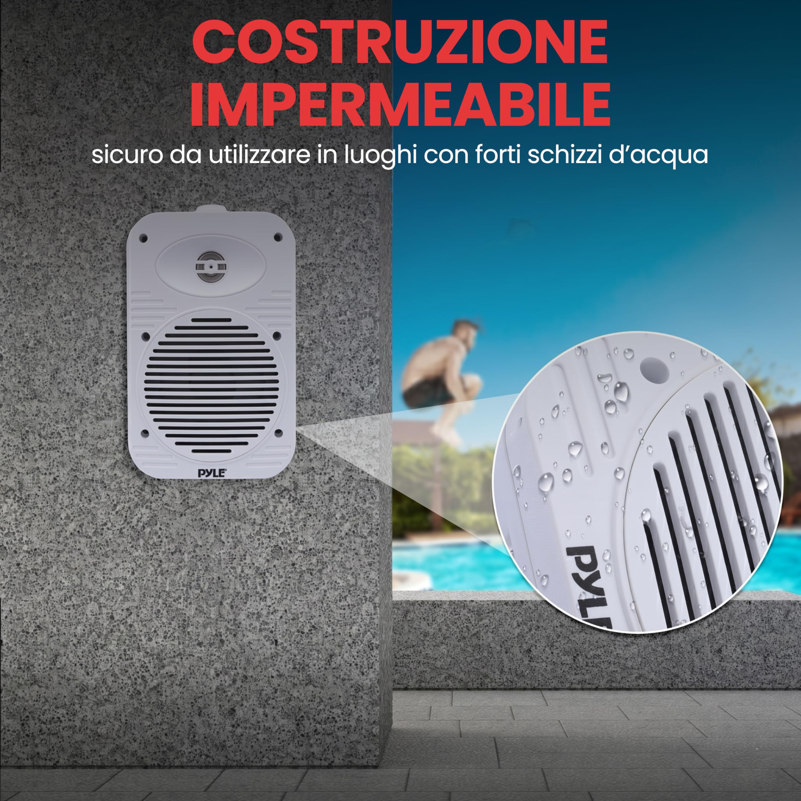 Pyle Altoparlanti 500 Watt 2 Vie Impermeabili 13 cm con Tweeter 1,3 cm Bianco