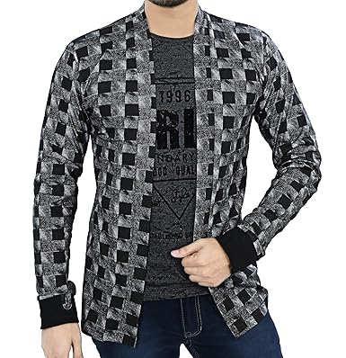 SDS Fashion Boys Full Sleeve Cotton White Printed T-Shirt with Blue Jacket Shrug Look Smart and Comfortable for Any Casual and Festive Purpose