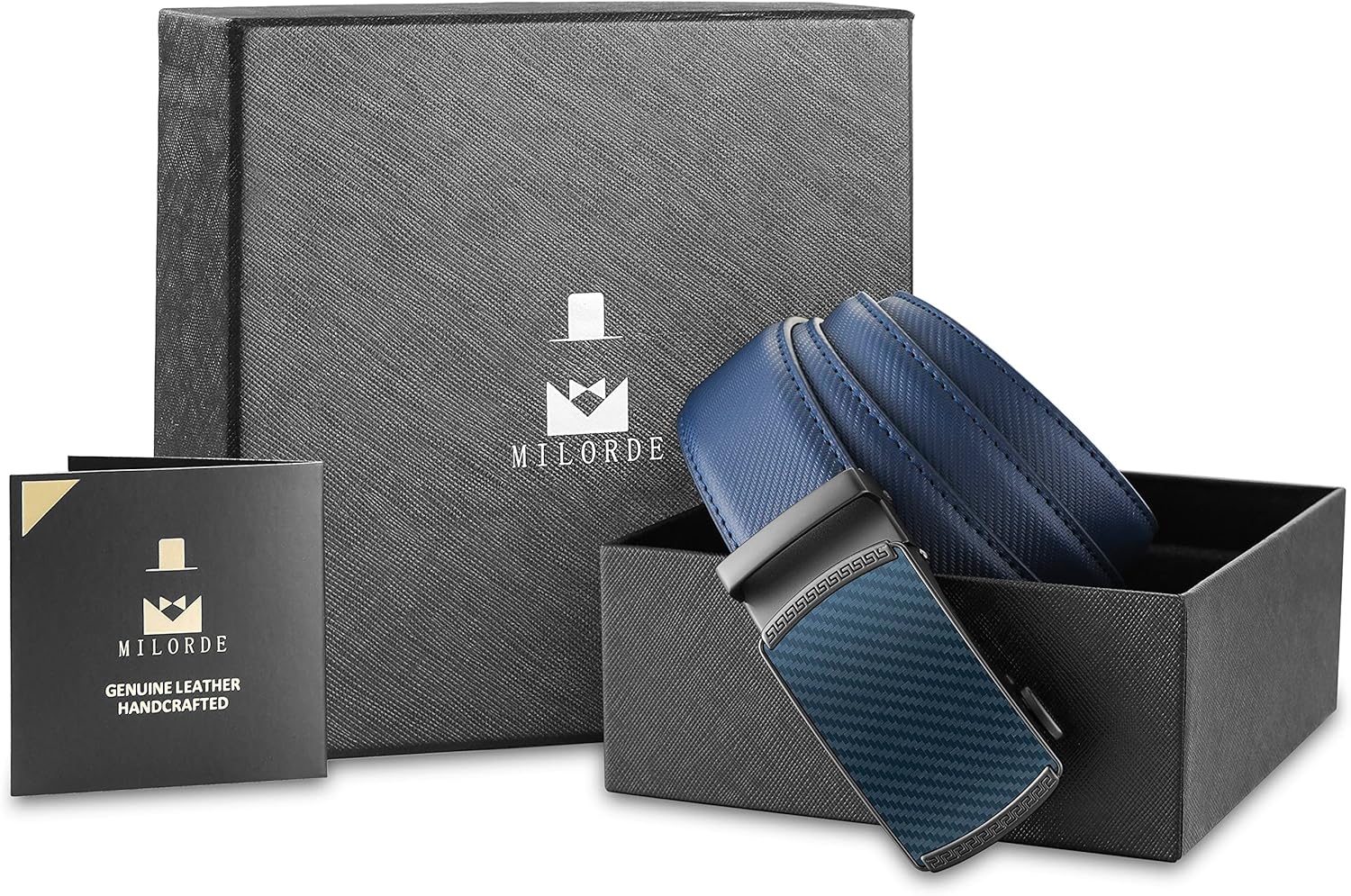 MILORDE Men's Ratchet Leather Belt for Casual Golf Dress Pants Shirts, Adjustable Fit, Comfortable and Easy To Use （35mm） - Image 5