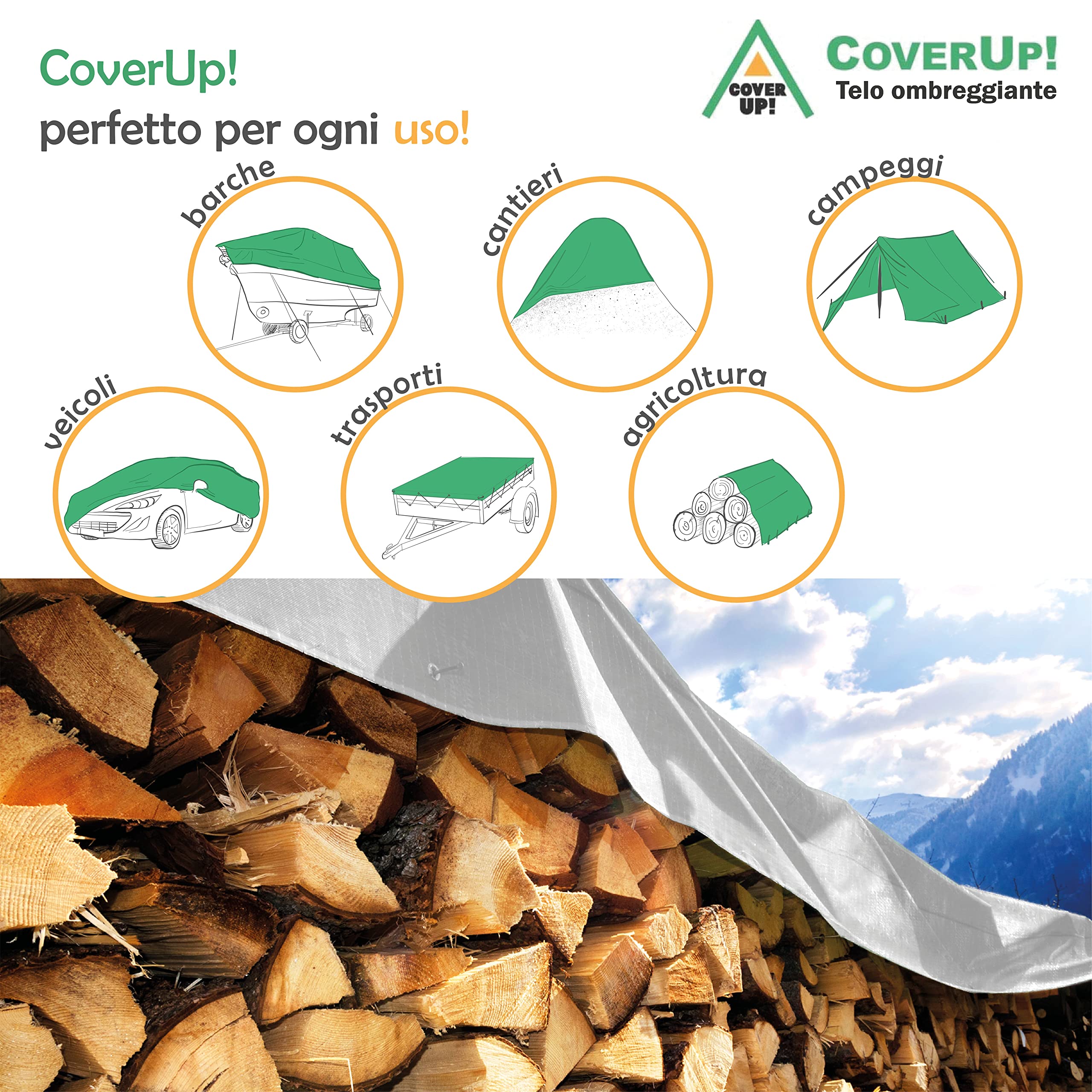 Telo Multiuso Occhiellato 3x2 Mt - Impermeabile UV Per Esterno, Coperture E Protezioni