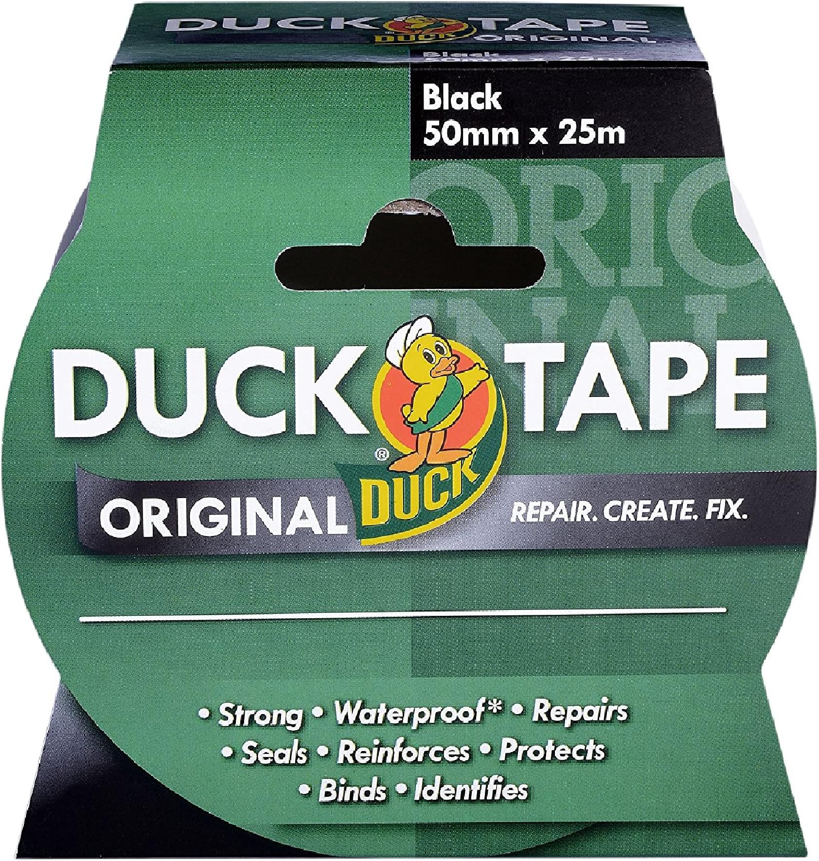 Tape Original Black, 50mm x 25m. The original high strength waterproof gaffer and duct adhesive cloth repair tape