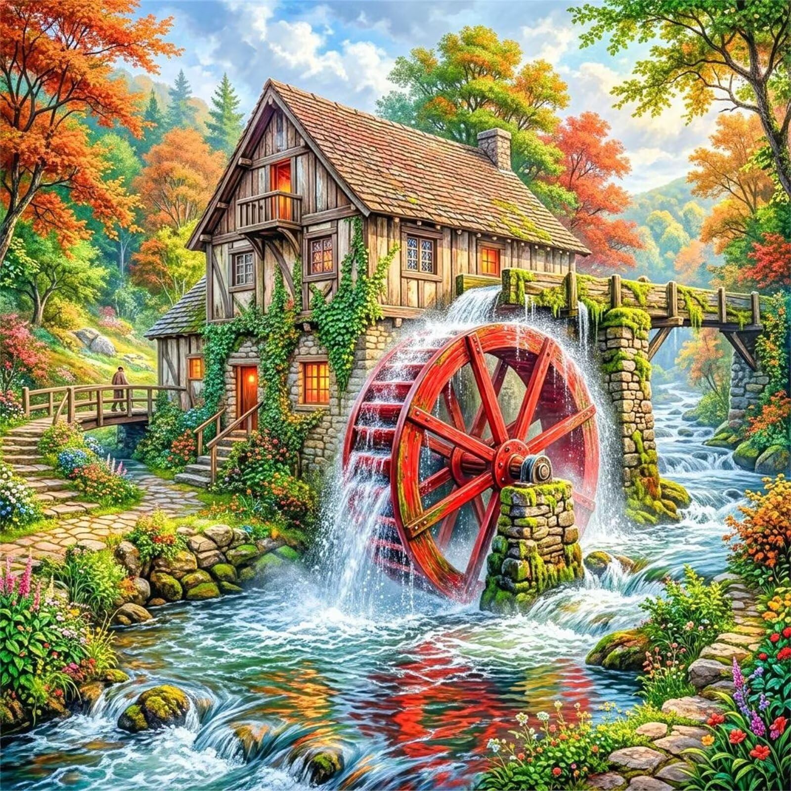 Zestaw artystyczny z diamentami dla dorosłych, 5D, leśna kabina, rzeka, zestawy do malowania diamentami, DIY, kryształ, stras, haft krzyżykowy, pełne wiercenie, sztuka, rzemiosło, obraz, dom