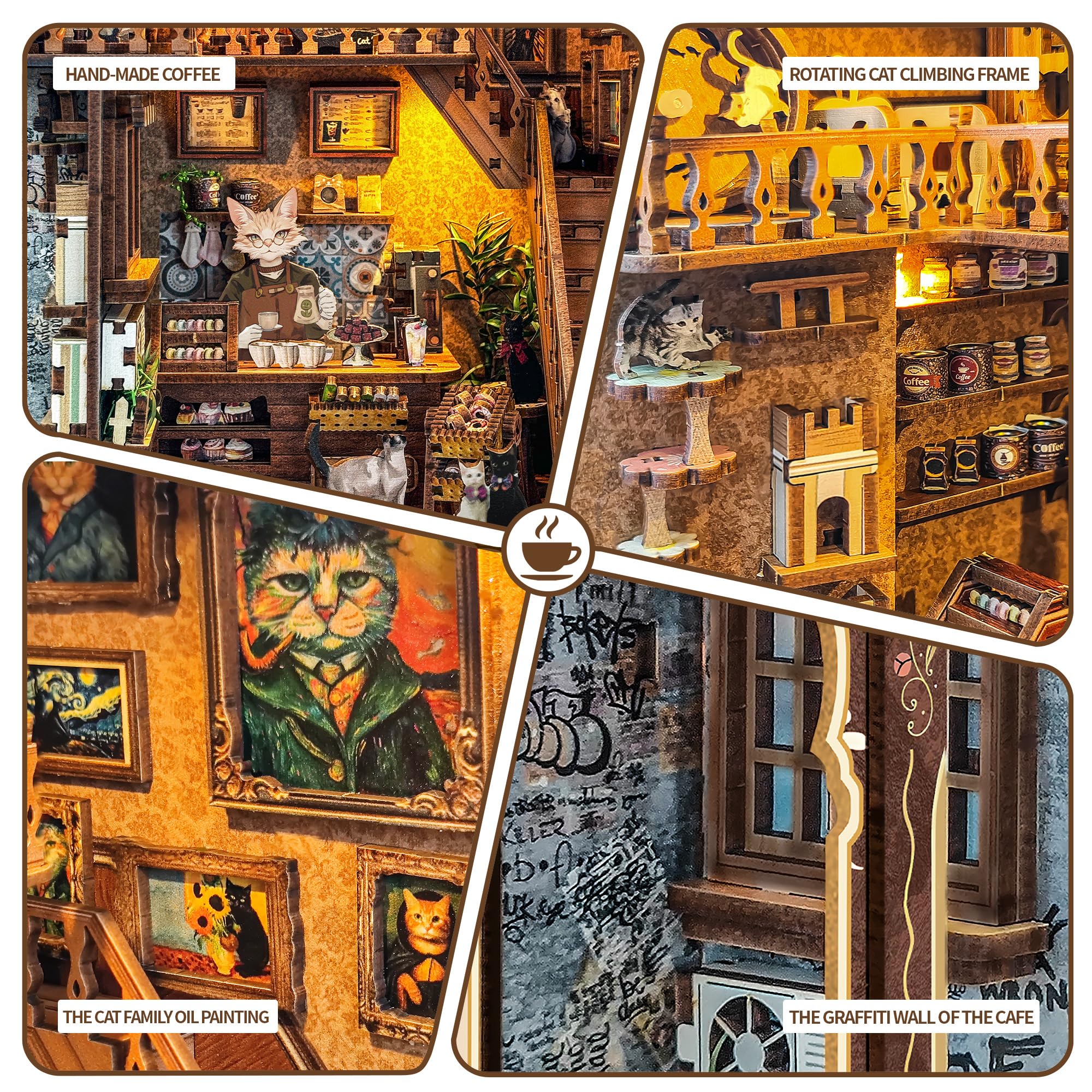 Kit Book Nook DIY per Adulti: LUMYCE Casa in Miniatura con Luci LED da Montare, Modellismo 3D Creativo per Decorare Librerie - Regalo Originale per Appassionati di Fai da Te