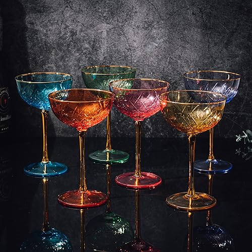 Vista 19 de Vintage Art Deco Coupe for Champagne, Martini, Cocktails Set of 2 7 oz Classic Cocktail Glassware - Manhattan, Cosmopolitan, Sidecar, Crystal