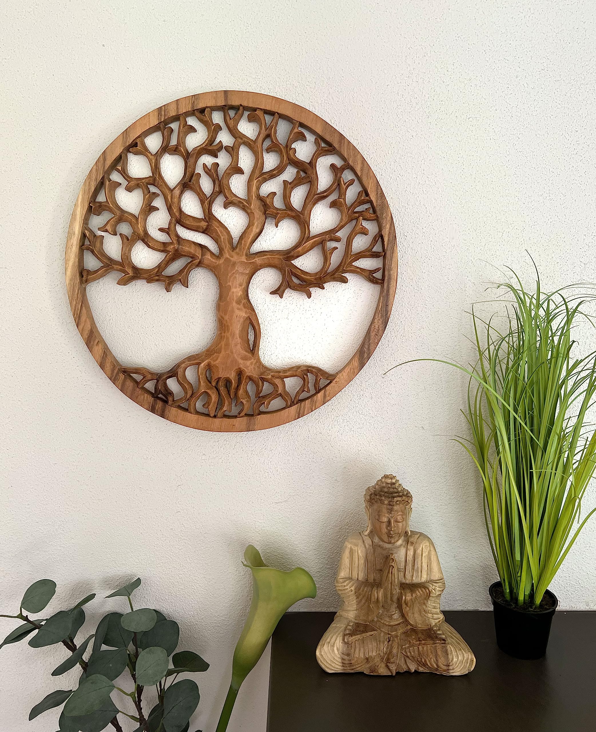 Trintura Albero della Vita in Legno di Acacia, 30 cm, Decorazione da Parete, Idea Regalo