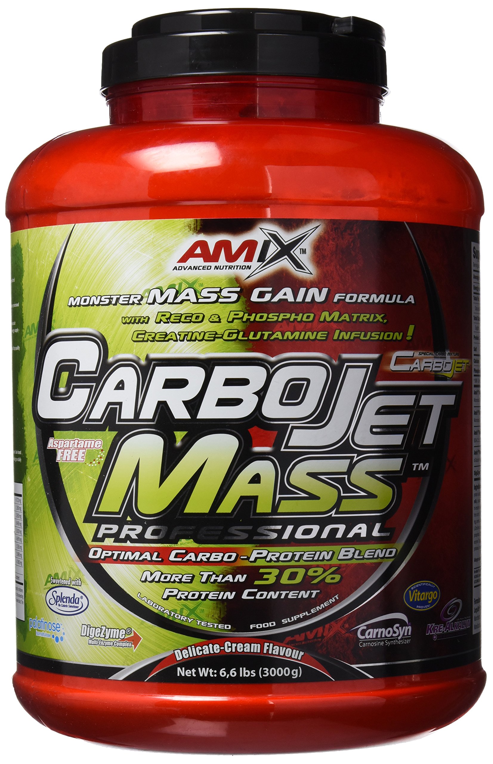 AMIX - Complemento Alimenticio - Carbojet Mass Professional - Carbohidratos y Proteínas para Aumentar la Masa Muscular - Concentrado Proteína de Suero - Recuperador Muscular - Frutas del Bosque - 3 KG
