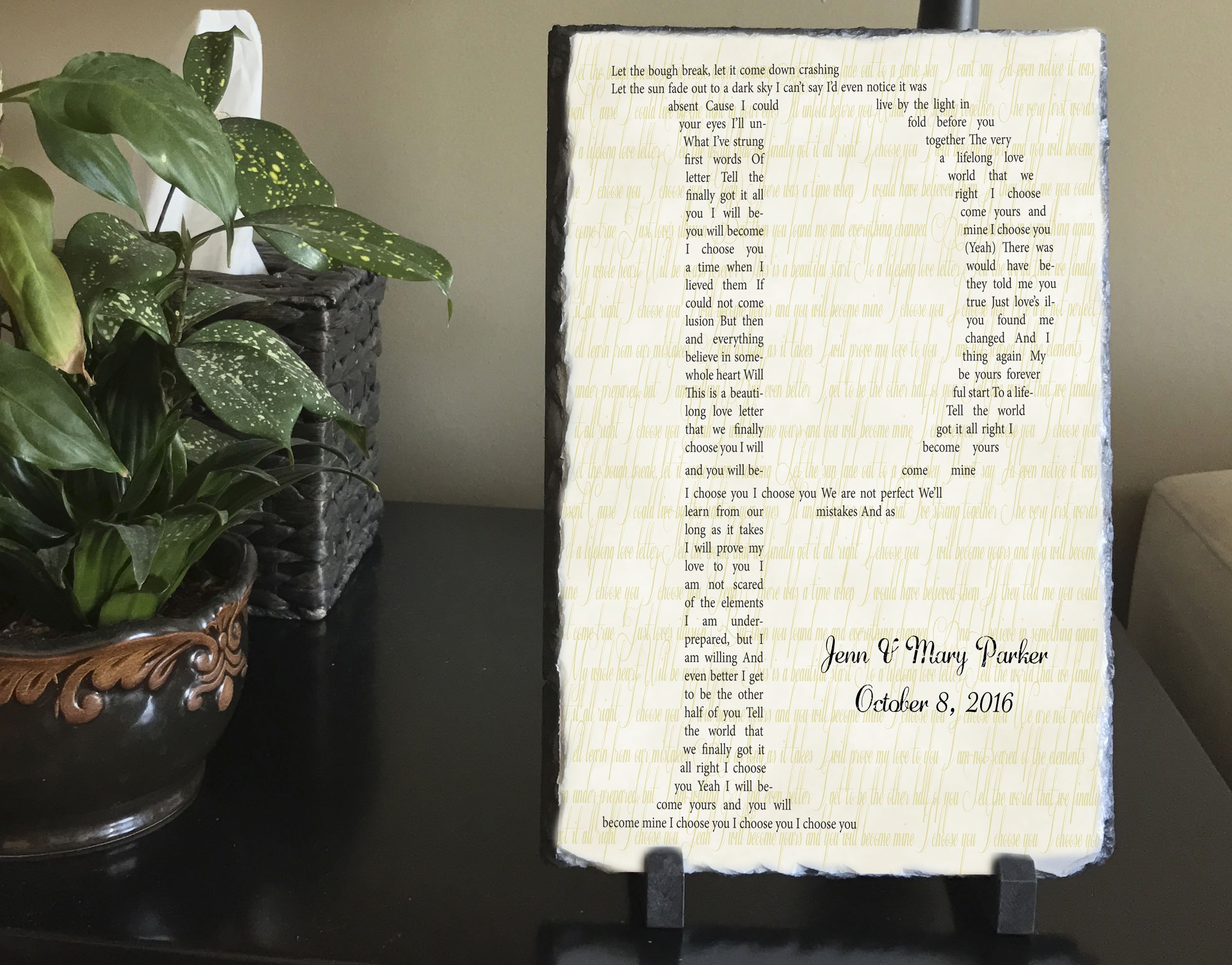 Sassy Squirrel Handcrafted and Personalized Wedding Slate Plaque (12"x8")