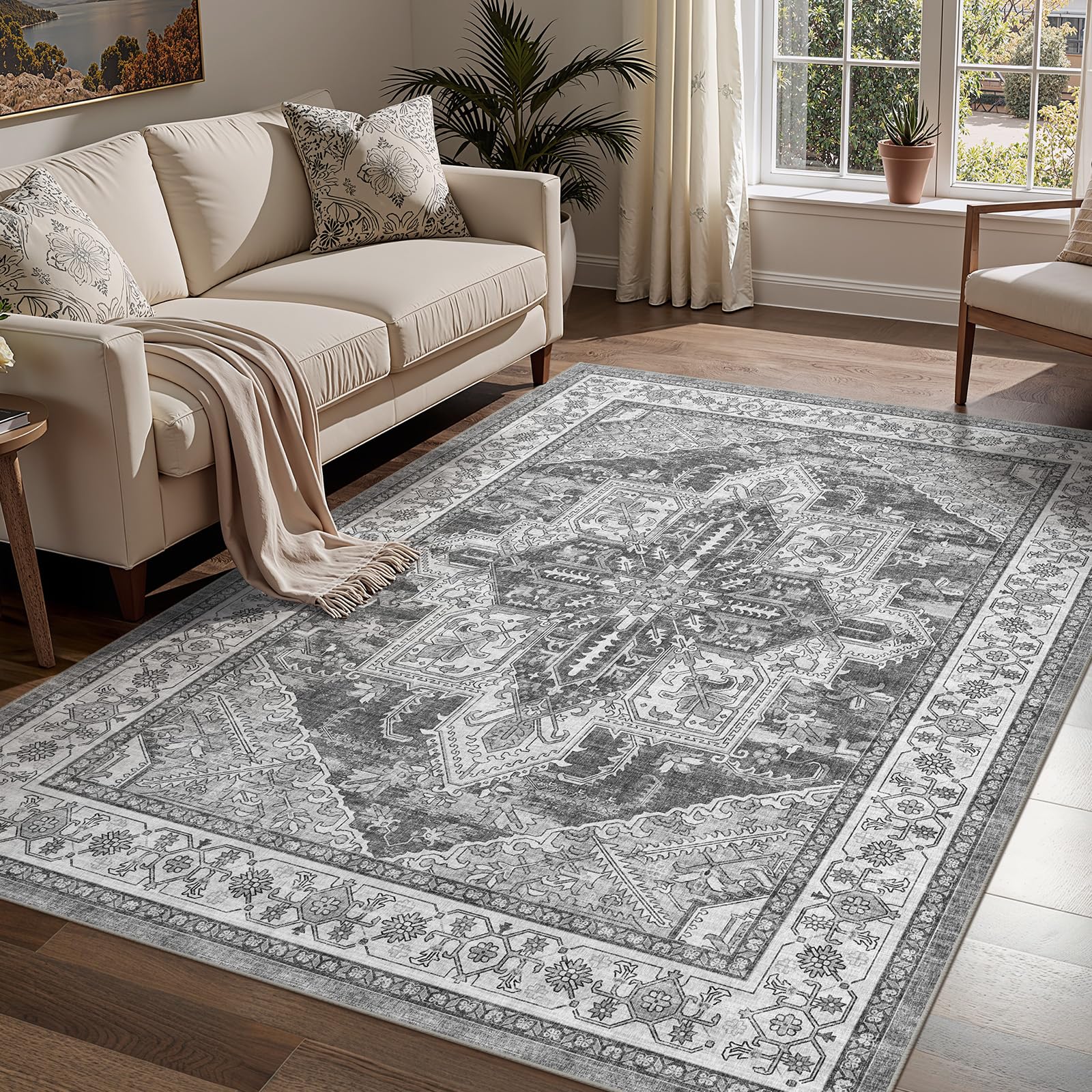 WITSHOCK 5x8 Area Rug Grey