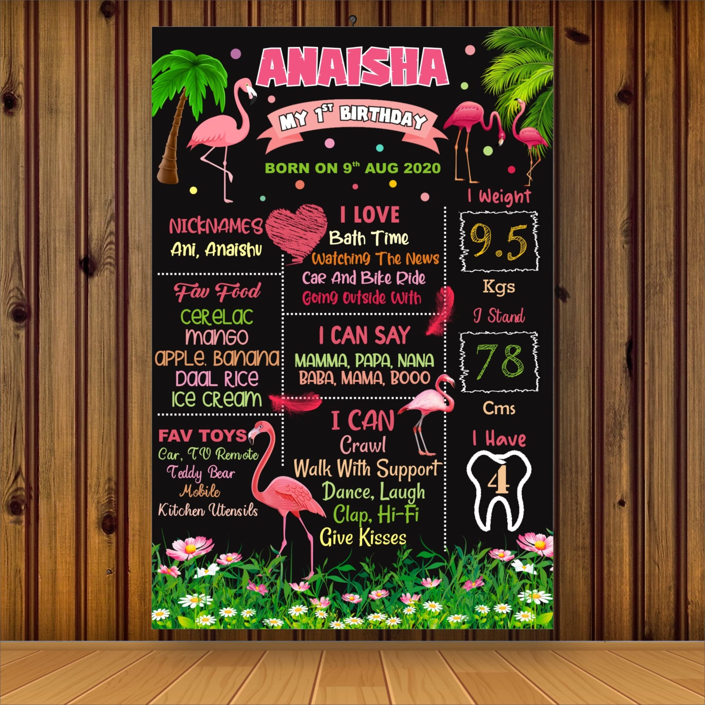 Express-O-Board Personalized Baby Birthday Digital Rollable Chalkboard (2 FT x 3 FT) Based on Boss Baby Theme (Flamingo)