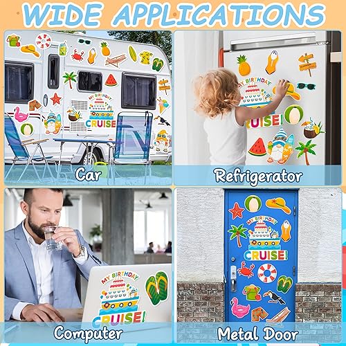 Miniatura 6 de 25 imanes de puerta de crucero de playa de verano Hawaii, gnomo tropical para decoración de automóvil, decoración magnética creativa de puerta de