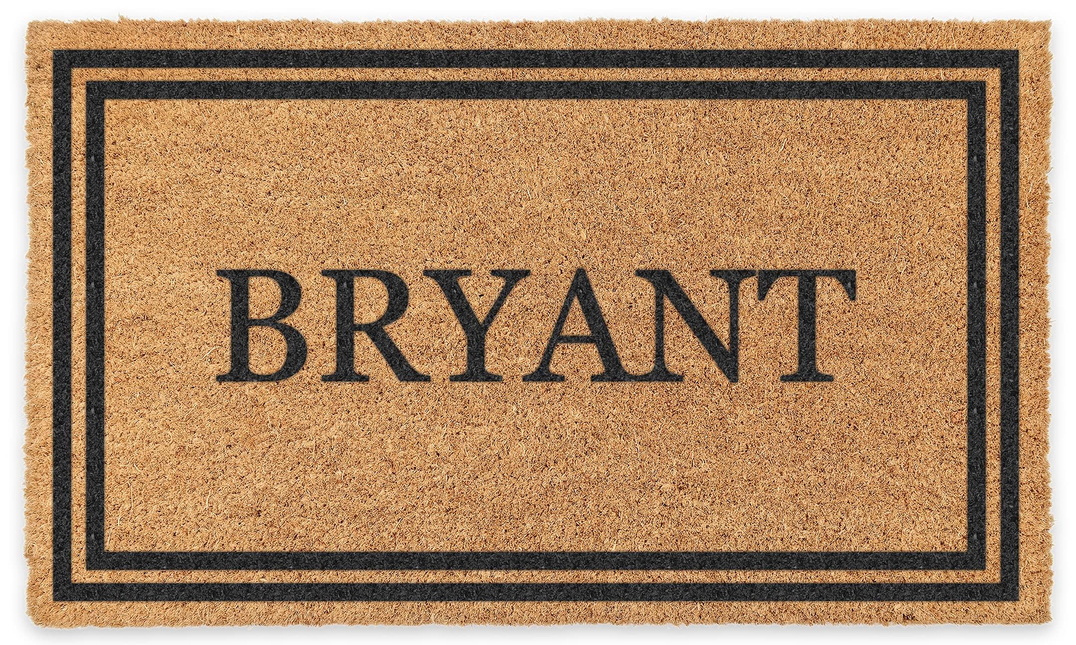 COCO MATS 'N MORE 22” x 36” Black Coir Personalized Door Mat, Made in USA Welcome Mats with Vinyl Backing | Tough Coir Bristles Cleans Dirtiest Shoes | Housewarming Gifts (Double Bordered)