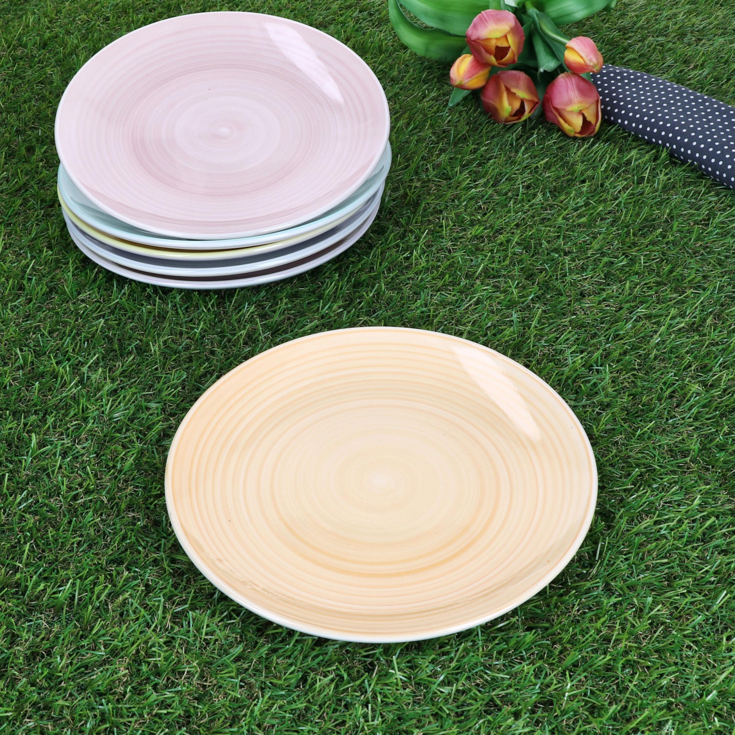 MamboCat Pastello Lot de 6 assiettes à gâteau et assiettes petit-déjeuner en faïence colorées pastel pour 6 personnes