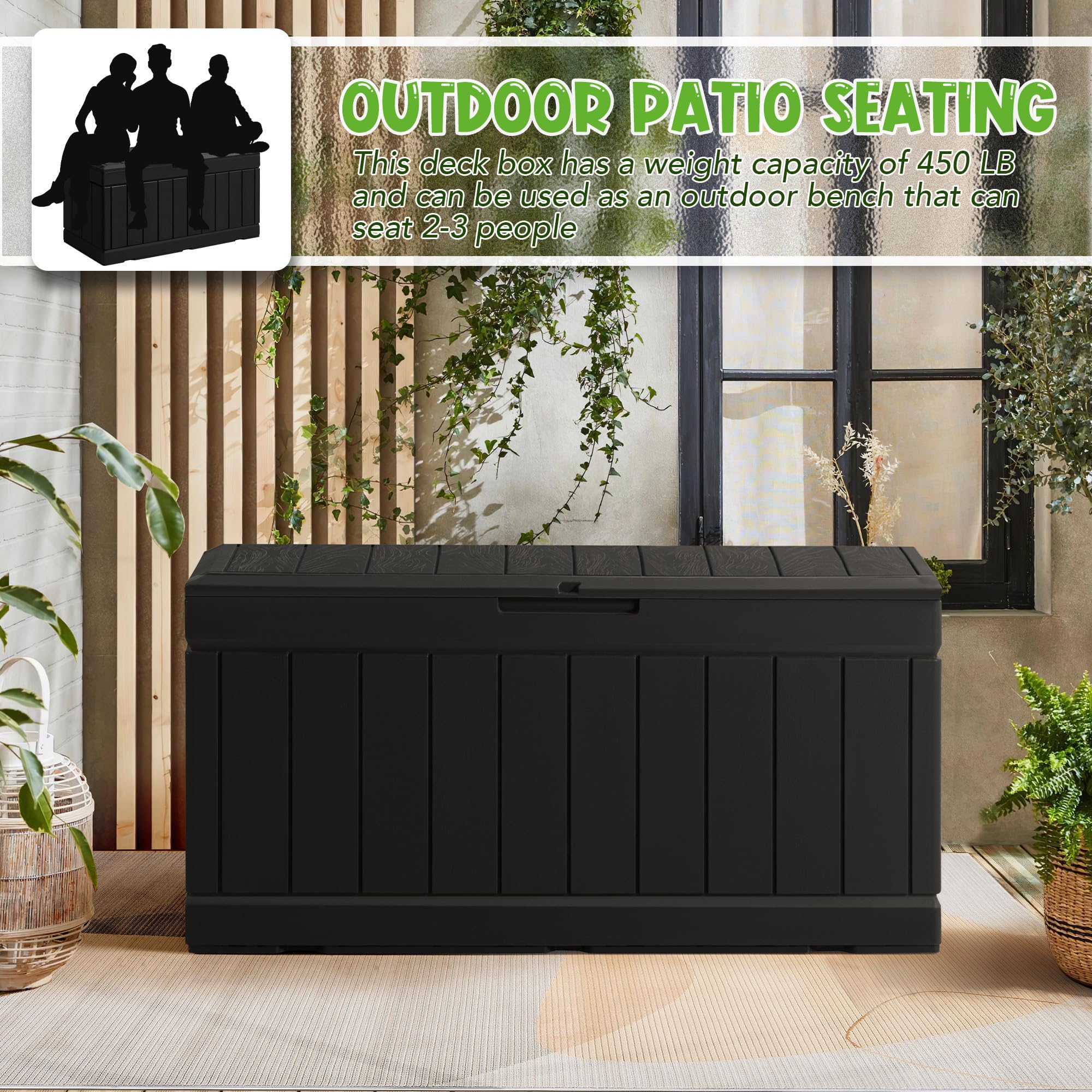 Outdoor Storage Box GUNJI 88 Gallon Resin Deck Box Ideal Indoor