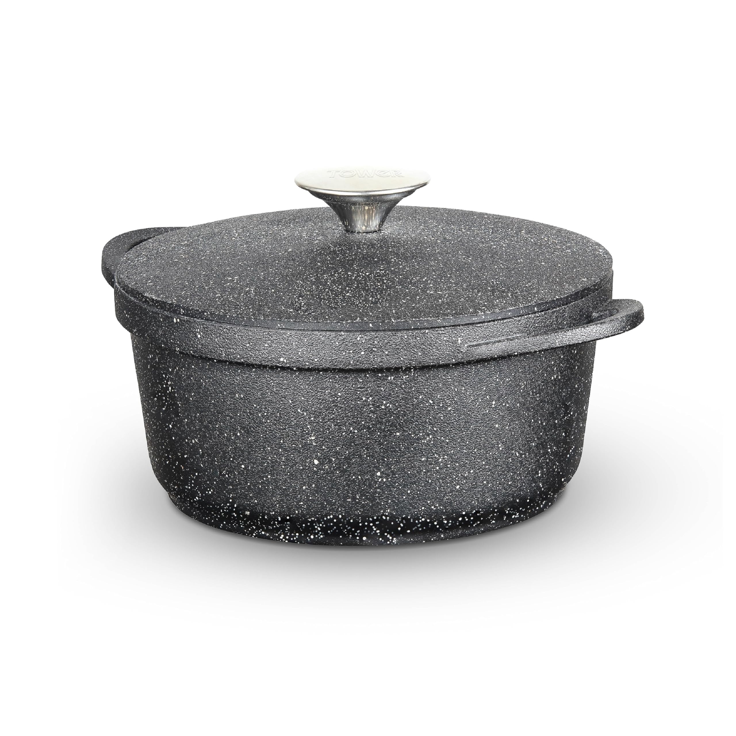 Tower Precision Casserole Dish with Aluminium Lid, Lightweight Cast Aluminium, 20cm, Black