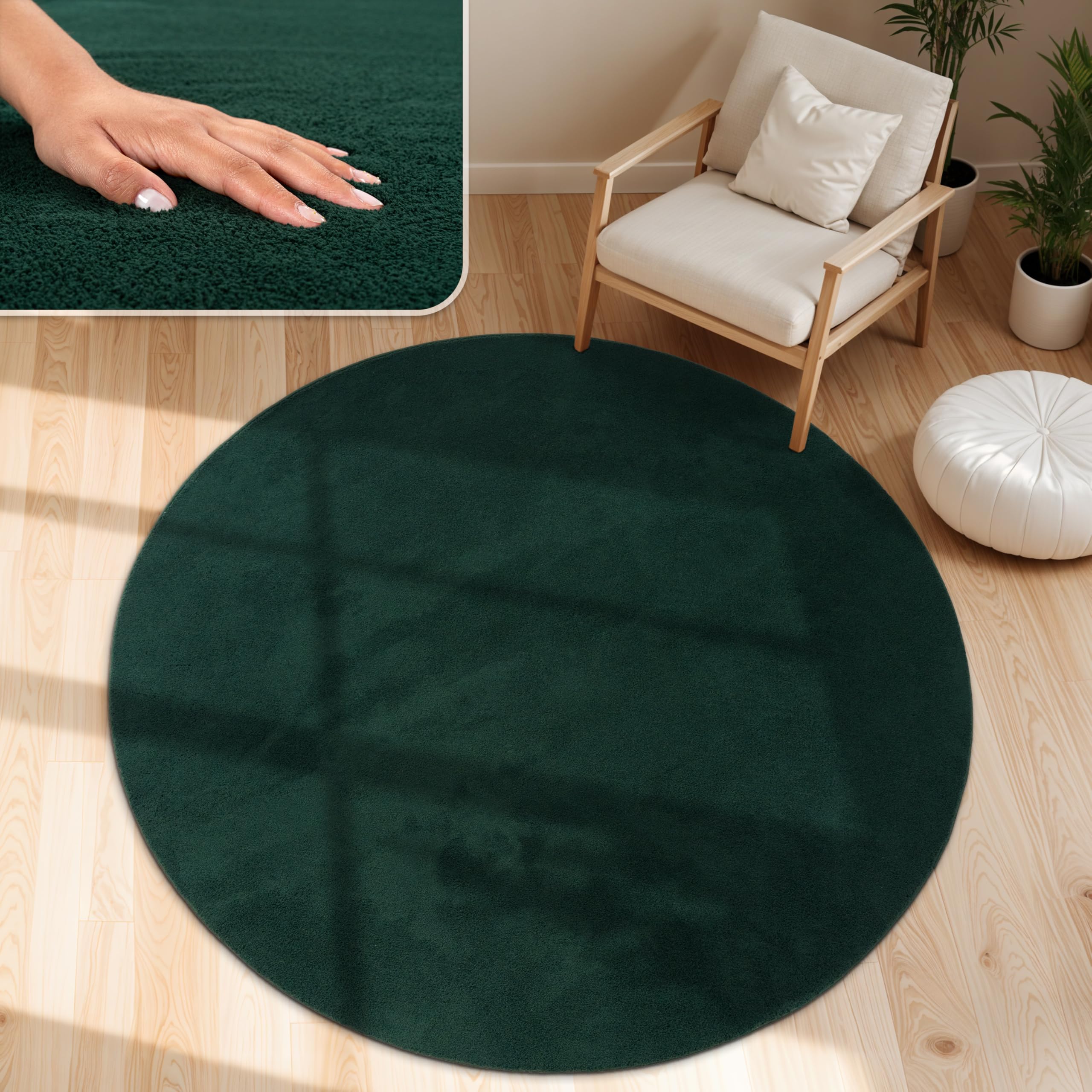 Paco Home Moderner Kuscheliger Wohnzimmer Teppich Kurzflor waschbar flauschig Weich Einfarbig Felloptik zeitlos stilvoll rutschfest pflegeleicht, Grösse:200 cm Quadrat, Farbe:Taupe