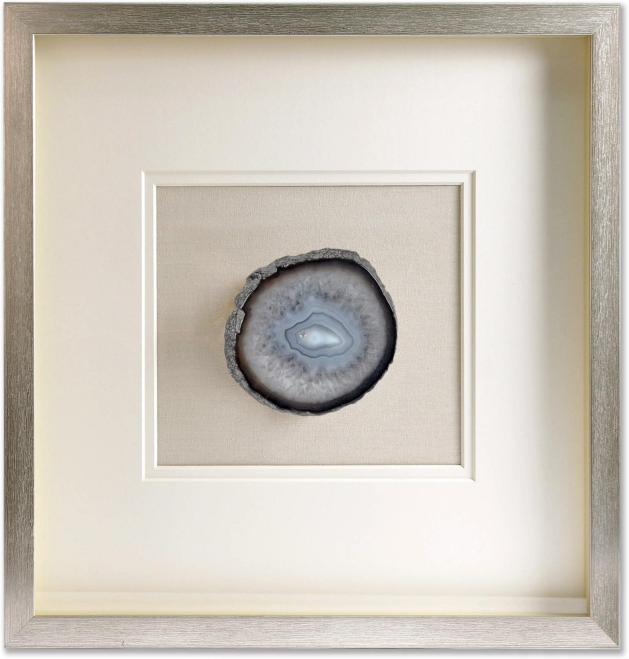 Wallpaint-Natural Agate Stone Framed Wall Art Artwork with Silver PS Framed, 20 x 20 inches