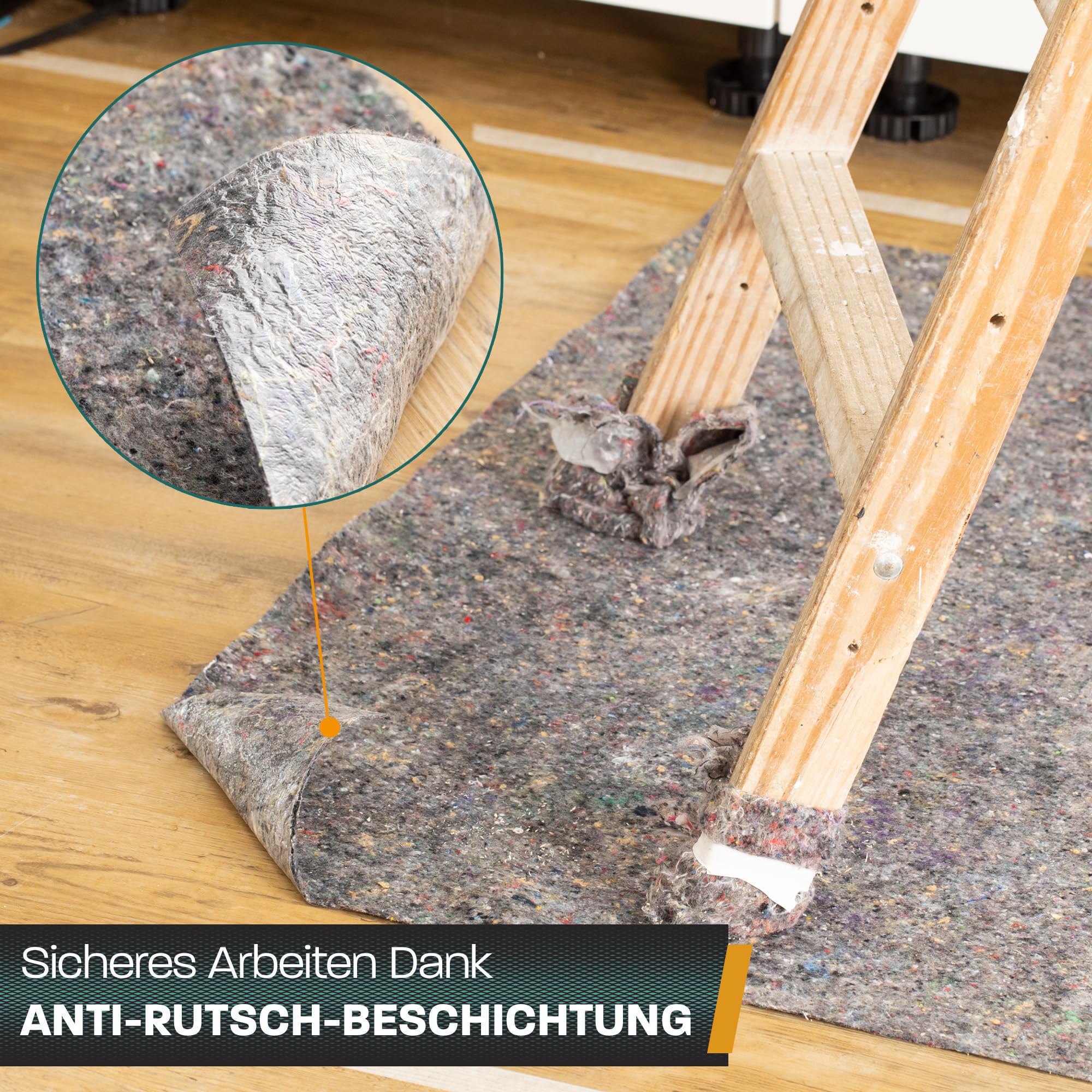 Hinrichs Malervlies 50m x 1m Rolle 180g/m² - Maler-Abdeckvlies mit Anti-Rutsch Beschichtung - Abdeckfliesse für Boden - Allzweckvlies als Schutz für Boden, Treppen & Möbel bei Renovierung & Umzug