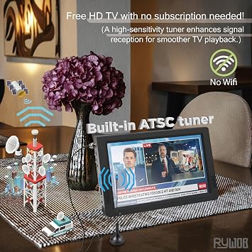 10 Portable TV,Small Television with Antenna,Battery Operated TV with USB/SD/HDMI Input,Built-in Digital ATSC Tuner for Car,Camping,Travel
