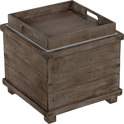 Miniatura 7 de Cortesi Home Scusset - Bandeja otomana de almacenamiento en tela y madera, gris, 15.75 pulgadas de ancho x 15.75 pulgadas de largo x 15.5 pulgadas