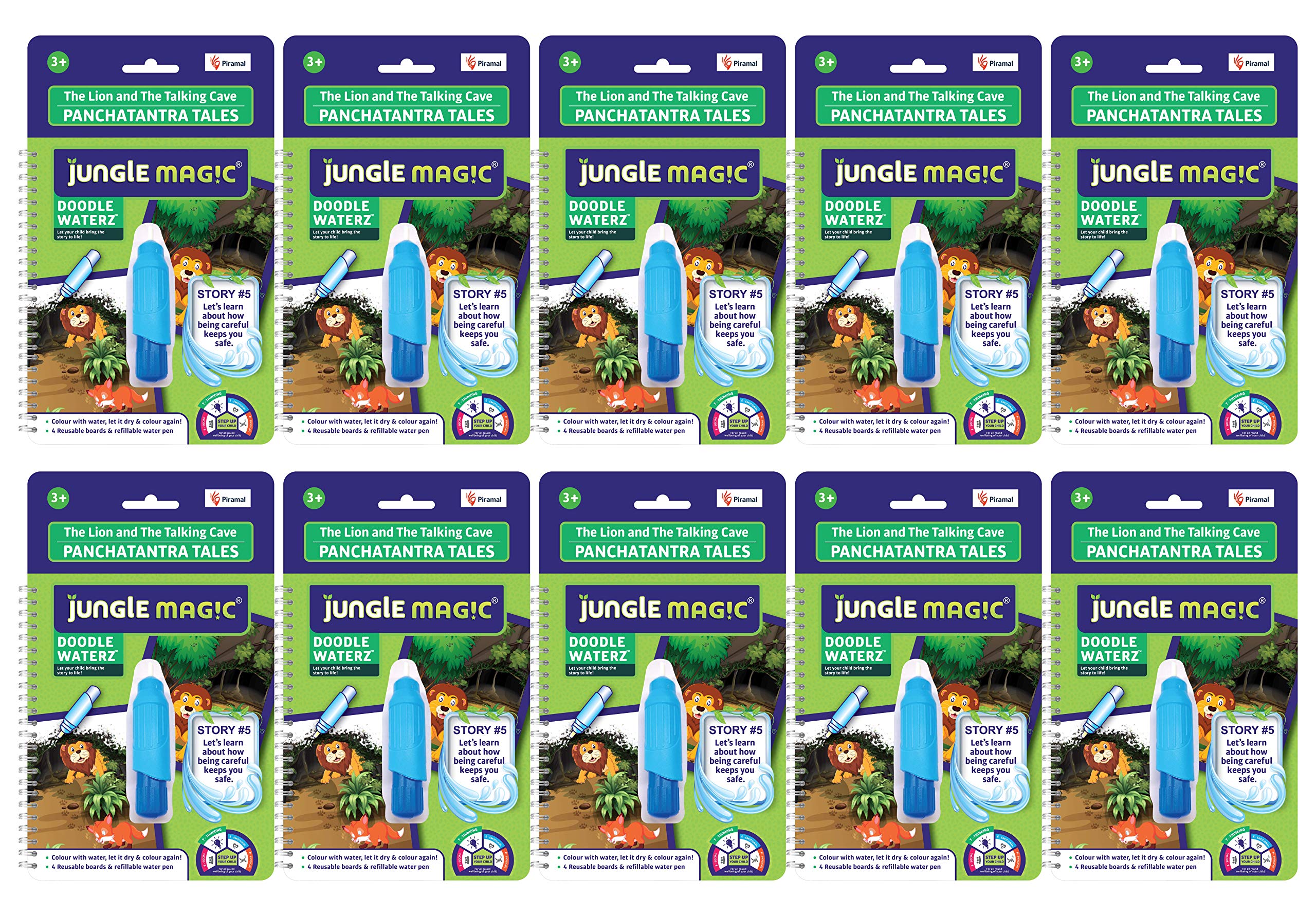 Jungle Magic Doodle Waterz - Reusable I Water Colouring Book - Panchtantra Story I Lion & Talking Cave I Self-Drying with Easy to Hold Water Pen I Educational Toy for kids - Pack of 10 (B08HRZ1N58) Amazon Price History, Amazon Price Tracker